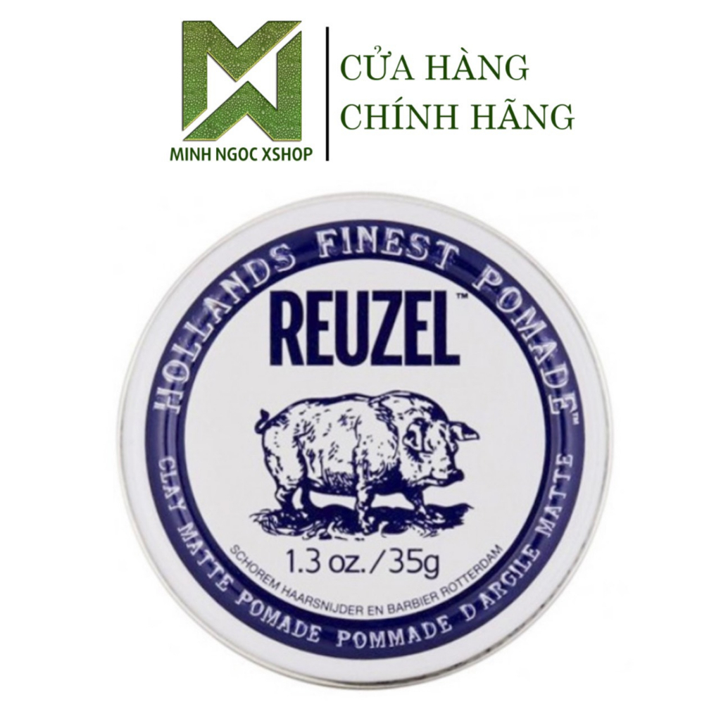 Sáp vuốt tóc Reuzel Clay Matte Pomade 35g - 113g - 340g, Pomade gốc nước giữ nếp linh hoạt, không bóng