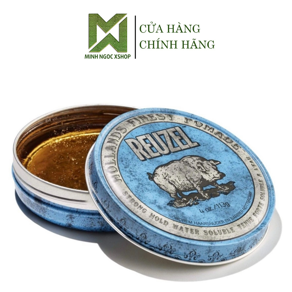 Sáp vuốt tóc Reuzel Blue Pomade 35g - 113g - 340g, Pomade gốc nước giữ nếp cao, độ bóng cao