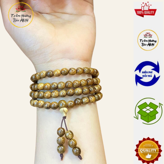 Vòng Tay Trầm Hương Chuỗi Tràng Hạt Mang Lại Cảm Giác Bình Yên Cho Cuộc Sống Và Tâm Hồn 108 Hạt - 6,7,8 mm Trầm Tốc Việt