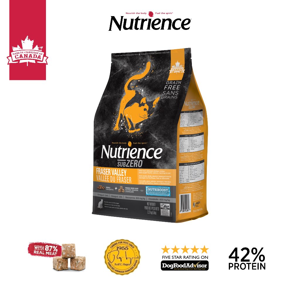 Thức Ăn Hạt Cho Mèo Nutrience Subzero Grain-free - Gà Tây, Cá hồi, cá trich, cá tuyết và rau củ trái cây tự nhiên 5kg