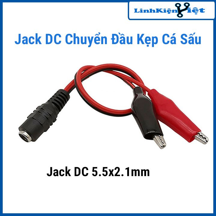 Jack chuyển đổi DC sang đầu kẹp cá sấu 2 đầu đực/cái tùy chọn