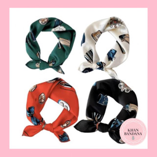 Khăn turban lụa vuông 50x50cm dễ thương - Khăn bandana