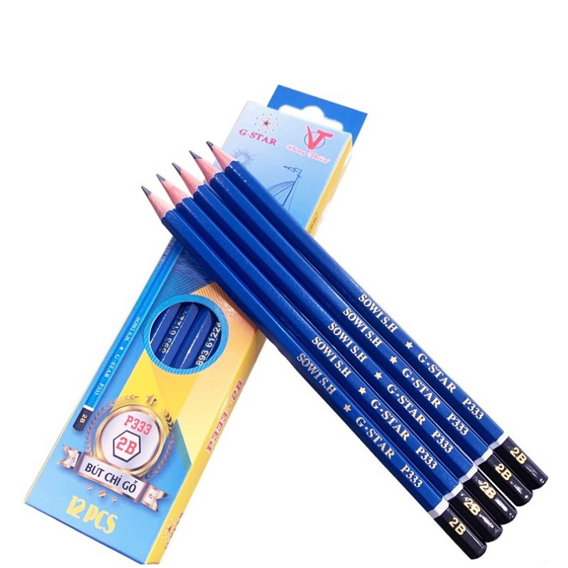 Hộp 12 cây bút chì gỗ P333 G-Star 2B/3B/4B/5B/6B