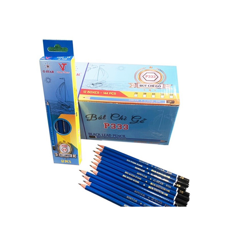 Hộp 12 cây bút chì gỗ P333 G-Star 2B/3B/4B/5B/6B