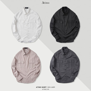  Áo Sơ Mi Dài Tay Nam Sọc ATINO Vải Cotton mềm mịn thoáng mát Form Regular SM4.4491 
