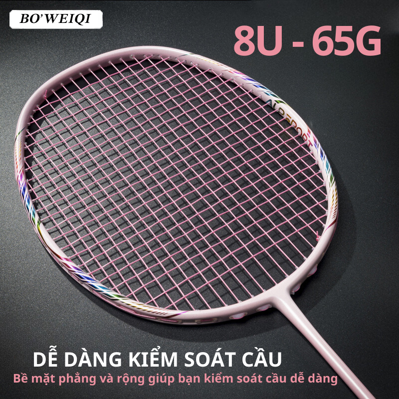 Vợt Cầu Lông Bo'weiqi chính hãng 100% Khung sợi Cacbon Siêu bền 8U-65g Tặng kèm dây cuốn tay cầm và bao đựng - FV01