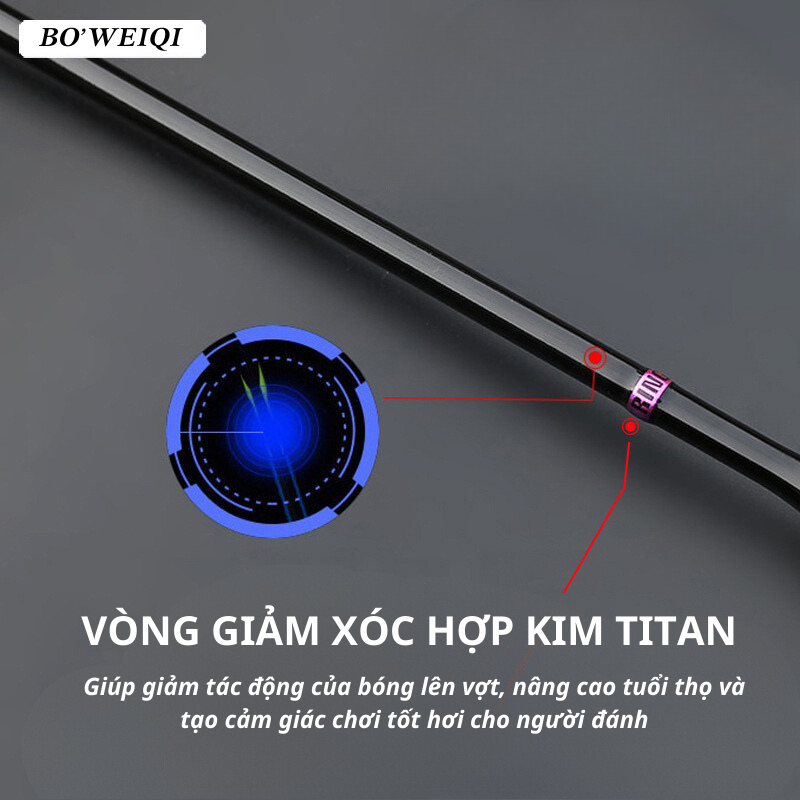 Vợt Cầu Lông Bo'weiqi chính hãng 100% Khung sợi Cacbon Siêu bền 8U-65g Tặng kèm dây cuốn tay cầm và bao đựng - FV01