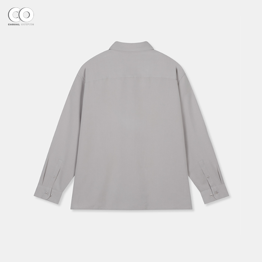 Áo sơ mi tay dài SPAO form overslim vải rayon - Xám
