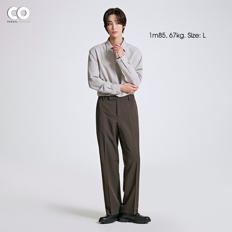 Áo sơ mi tay dài SPAO form overslim vải rayon - Xám