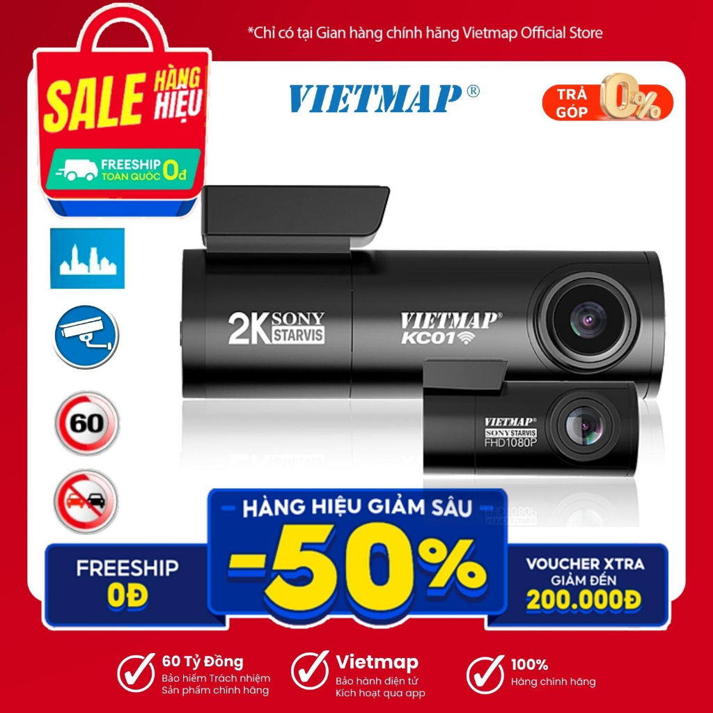 Camera hành trình Vietmap KC01 kèm sạc ACC - Cảnh báo giao thông bằng giọng nói ghi hình trước sau  - Hàng chính hãng | BigBuy360 - bigbuy360.vn