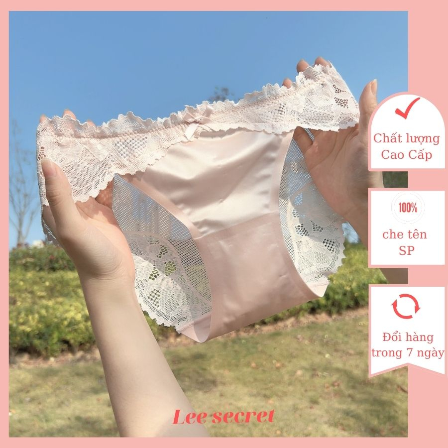Quần lót ren cao cấp kháng khuẩn lưng cao, quần lót nữ lụa satin mềm mại thoáng mát không đường may, không lộ viền
