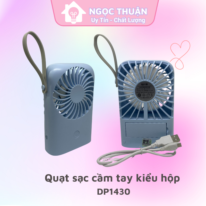 Quạt sạc cầm tay kiểu hộp DP1430 màu pastel