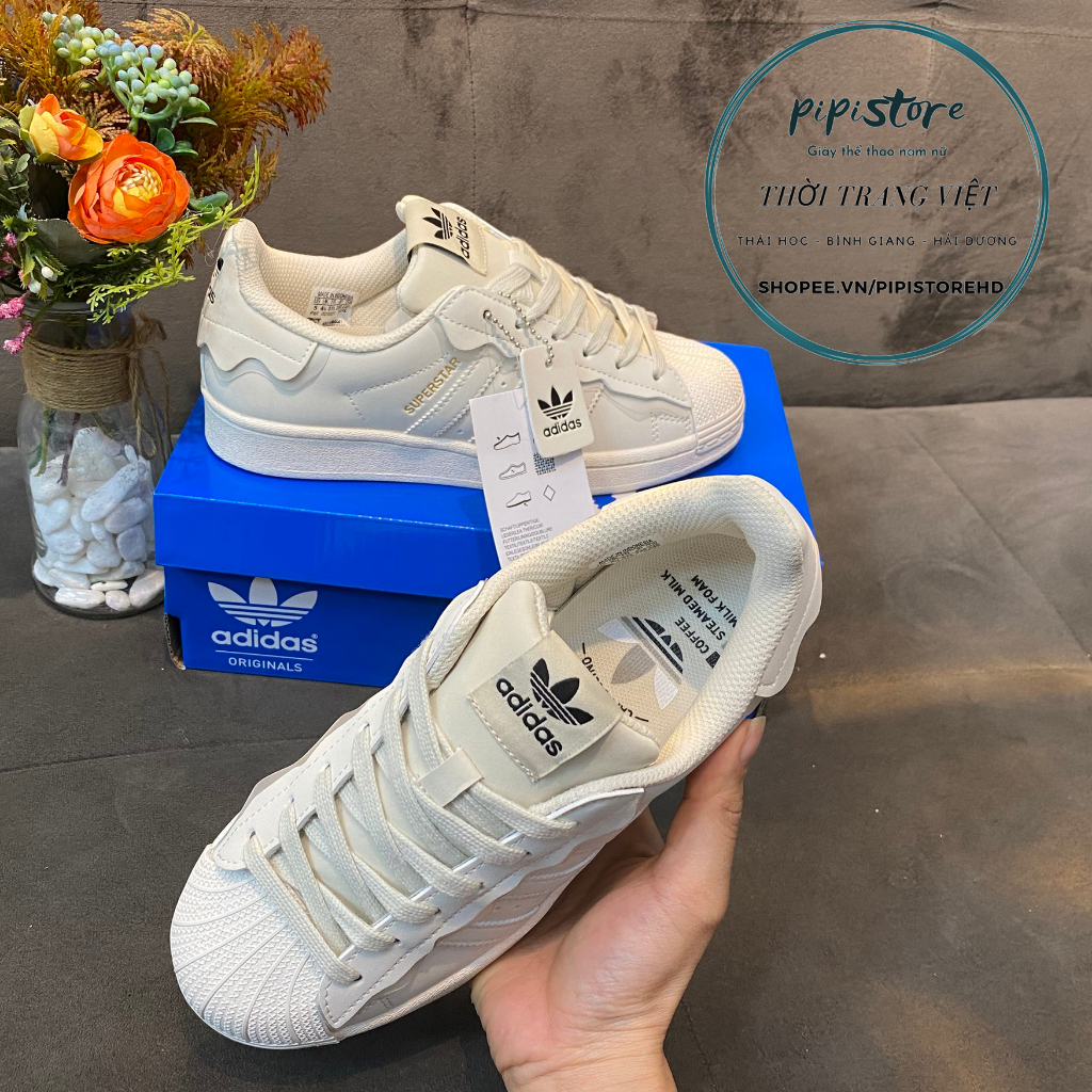 Giày Adidas superstar, adias Sò, Màu trắng, full box - bill giấy gói