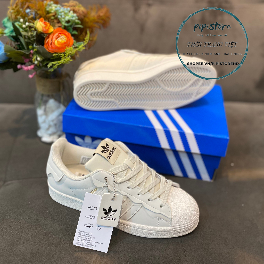 Giày Adidas superstar, adias Sò, Màu trắng, full box - bill giấy gói