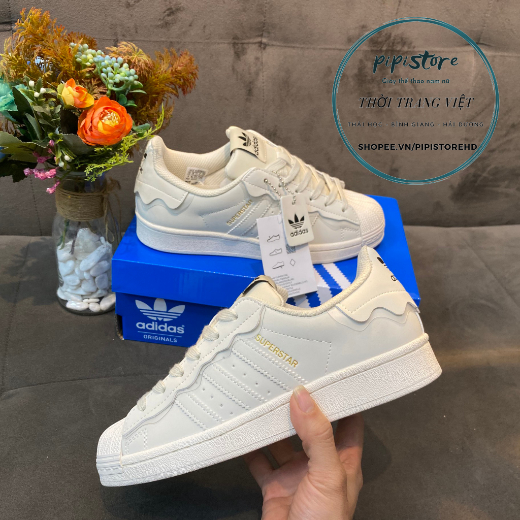 Giày Adidas superstar, adias Sò, Màu trắng, full box - bill giấy gói
