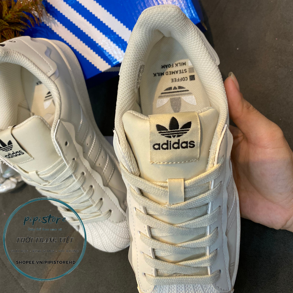 Giày Adidas superstar, adias Sò, Màu trắng, full box - bill giấy gói