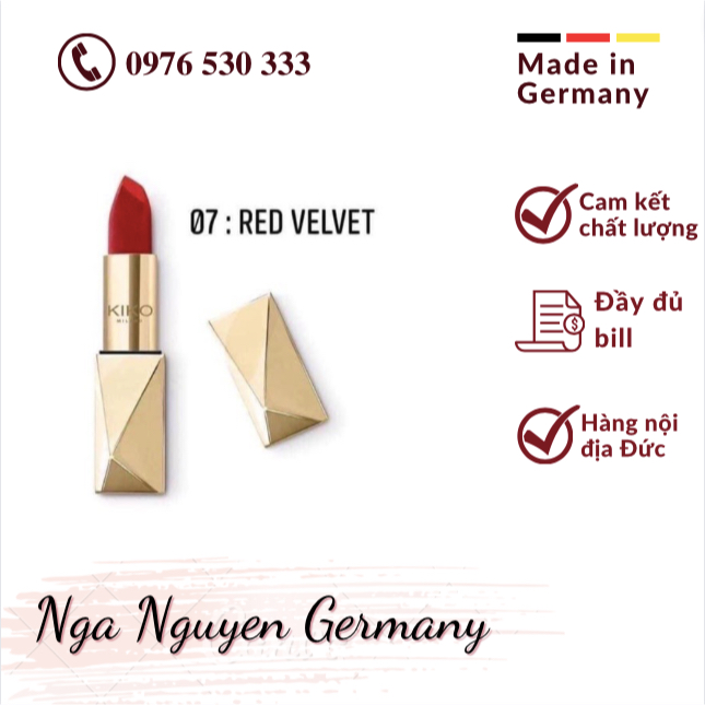 (Nội địa Đức) Son lì Kiko Holiday Gems 07 Red Velvet sang trọng, bản đặc biệt- Đầy đủ bill