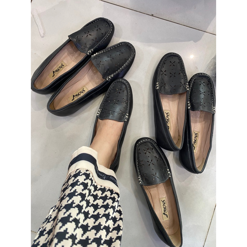 Giầy bệt DA THẬT ĐẾ CAO SU MỀM. Size 35–> 39