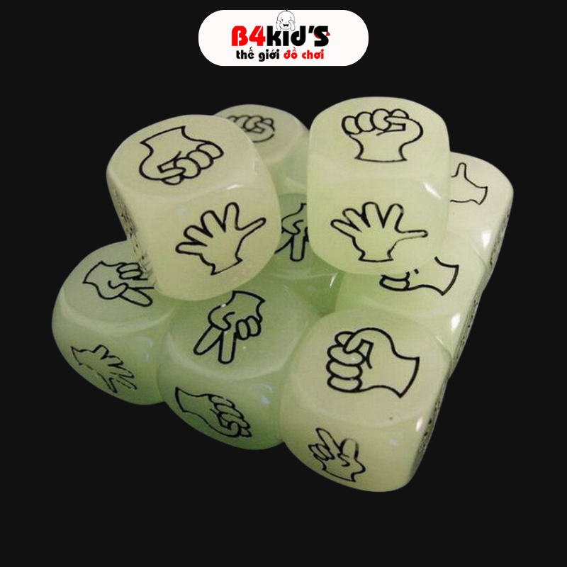 Xúc xắc, xí ngầu oẳn tù tì kéo búa bao phản quang kích thước 2 x 2 cm bản đẹp B4KIDS