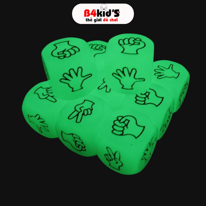 Xúc xắc, xí ngầu oẳn tù tì kéo búa bao phản quang kích thước 2 x 2 cm bản đẹp B4KIDS