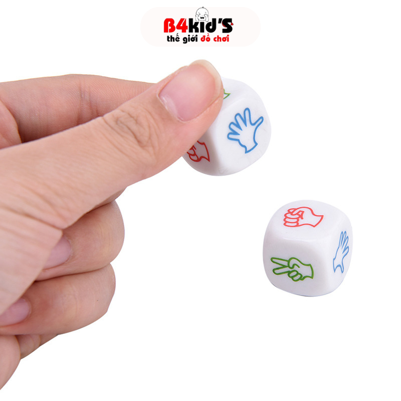 Xúc xắc, xí ngầu oẳn tù tì kéo búa bao phản quang kích thước 2 x 2 cm bản đẹp B4KIDS