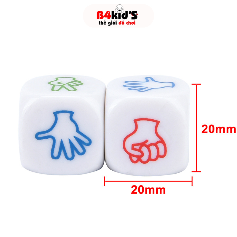 Xúc xắc, xí ngầu oẳn tù tì kéo búa bao phản quang kích thước 2 x 2 cm bản đẹp B4KIDS