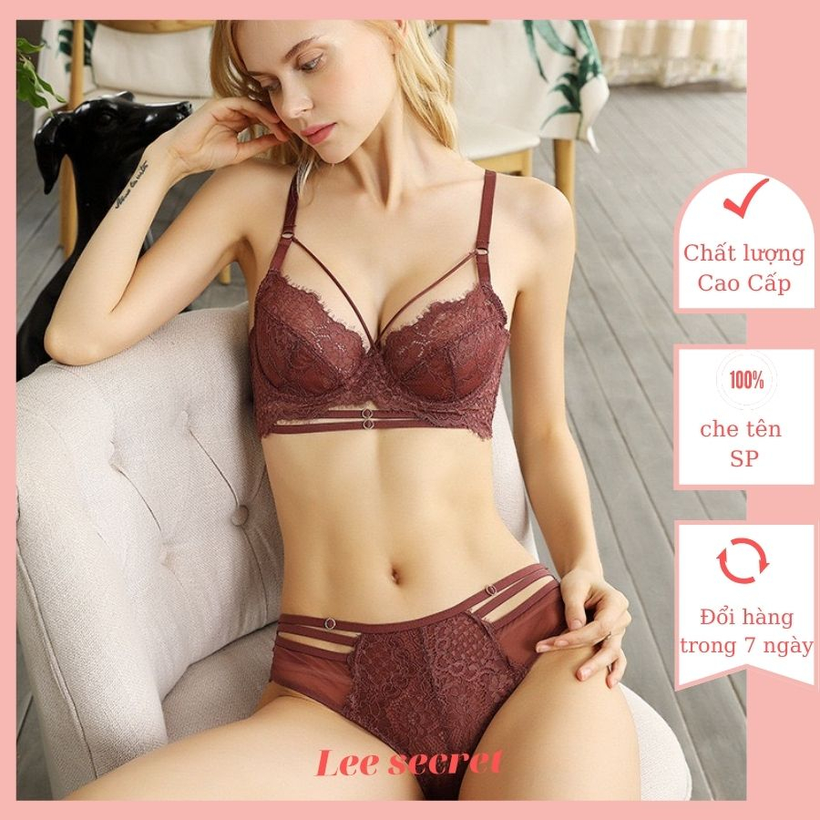 Bộ đồ lót ren siêu sexy gợi cảm có gọng không đệm siêu mỏng thoáng mát dây đan chéo quyến rũ hàng QCCC loại 1 LST04