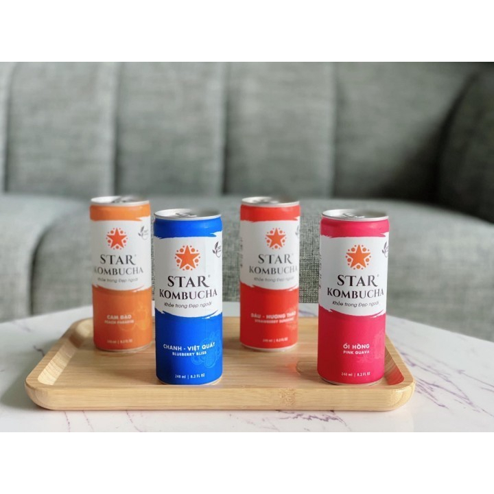 Trà Trái Cây Lên Men Hữu Cơ STAR KOMBUCHA 12 vị lon 250ml - Thanh Lọc cơ thể, Trẻ Hóa làn da - Canned Fermented