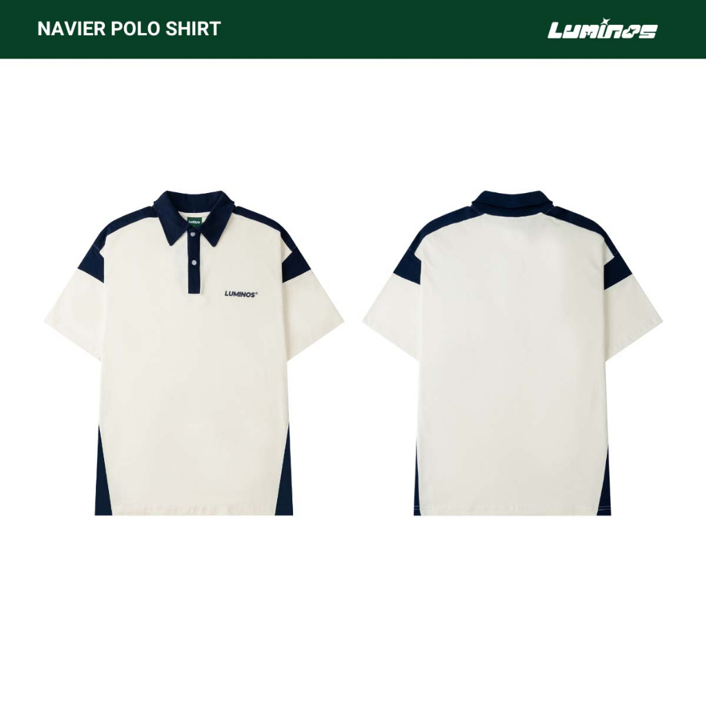 Áo Polo Oversize Lumi Navier - Áo Polo Vải Thun Cotton 100% Dáng Rộng Phối Màu - Brand Luminos