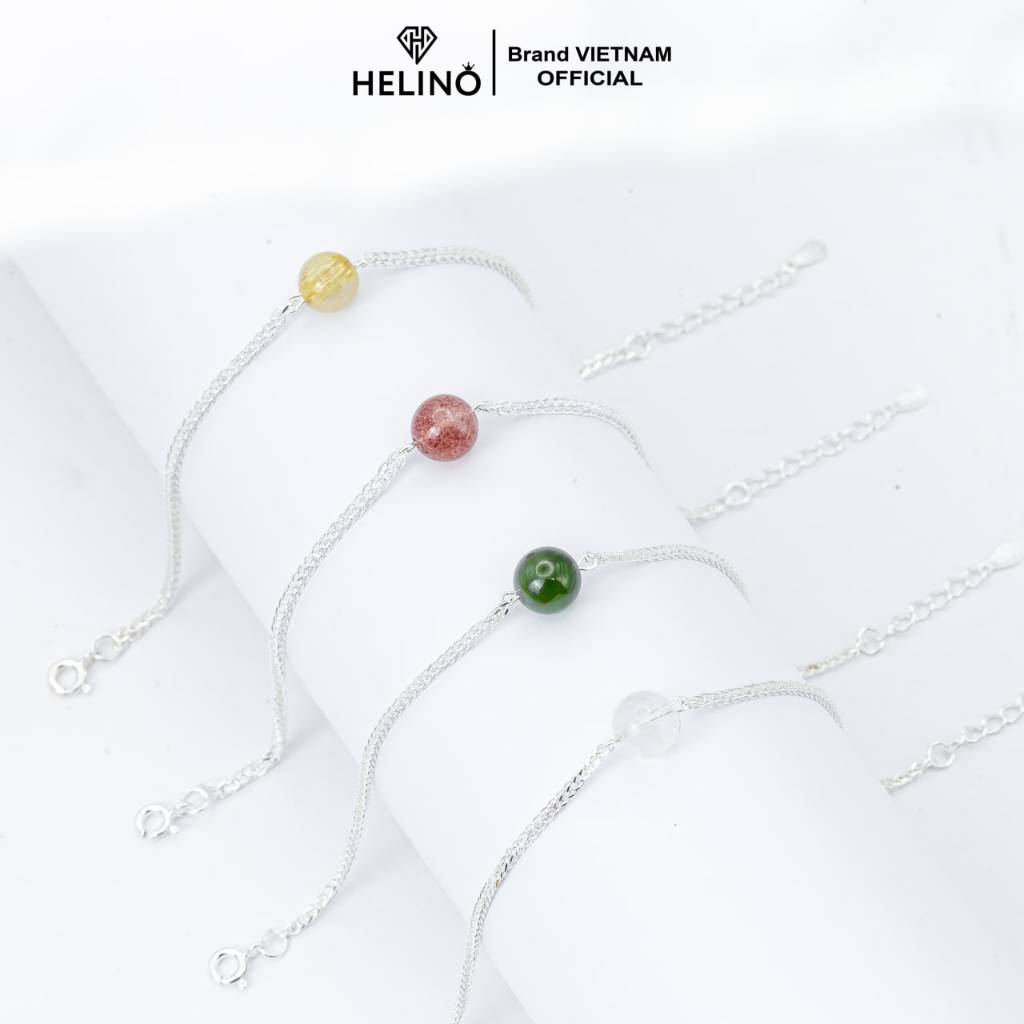 Lắc tay bạc nữ HELINO vòng tay đá phong thuỷ tự nhiên tinh tế mix nhiều màu V06