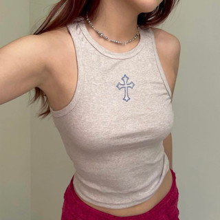 Áo ba lỗ ERRORIST Cross Sleeveless phối chéo màu xanh / be