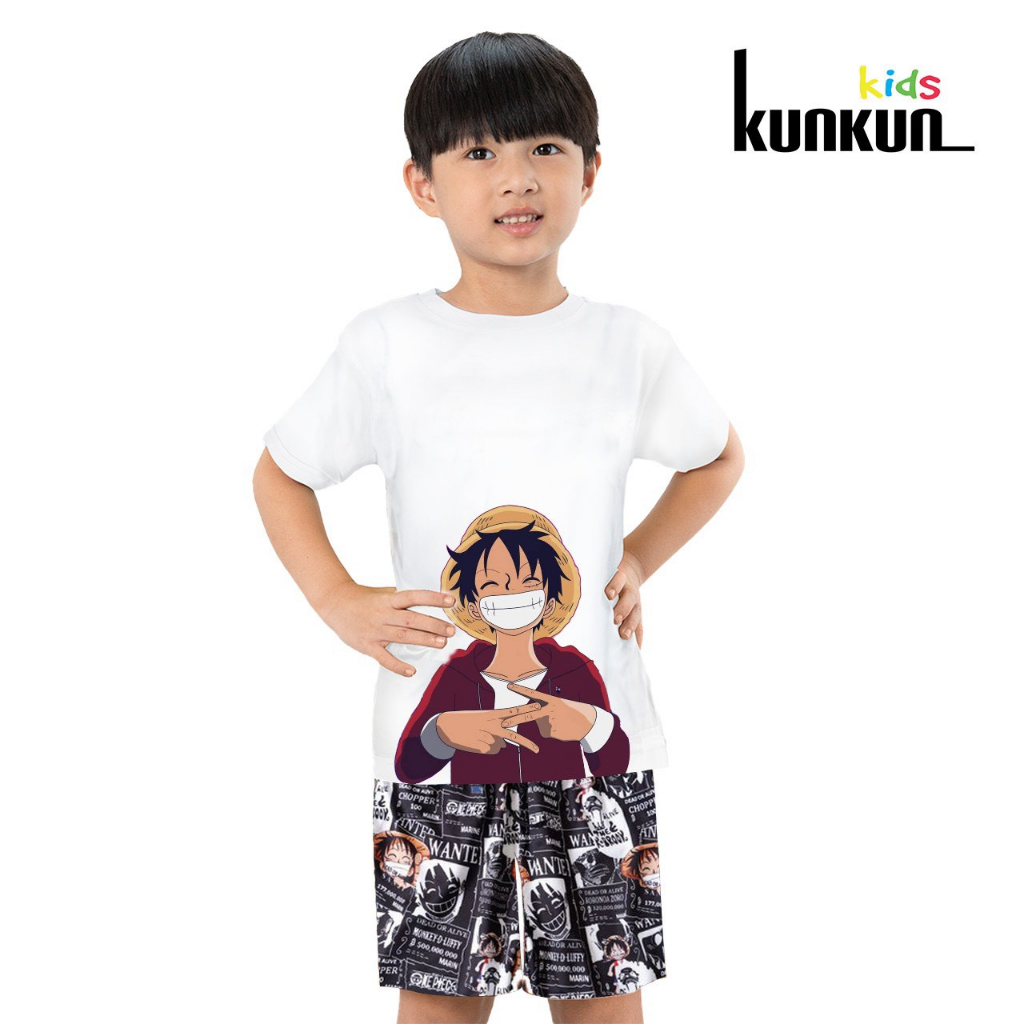 Áo bé trai cotton in 3D hình Luffy Kunkun Kid ACT0005 (Quần mua riêng)