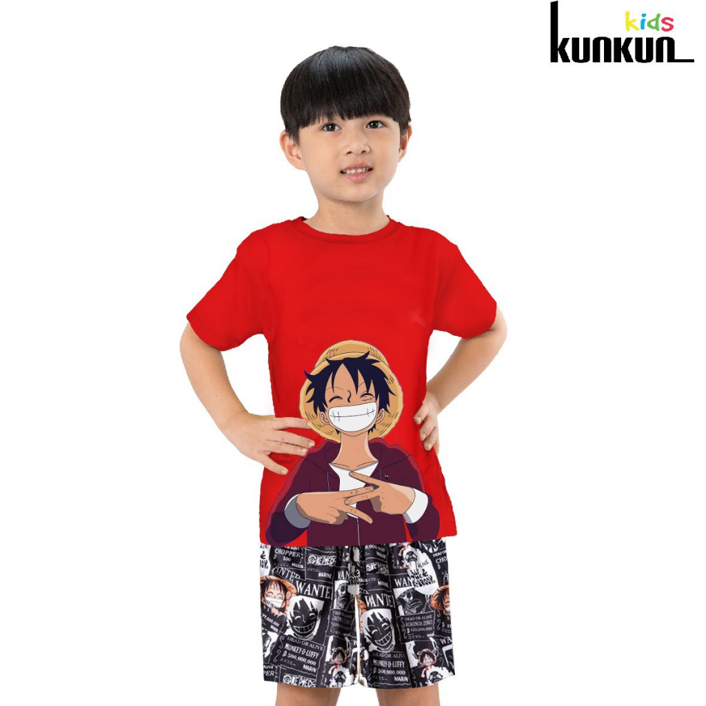 Áo bé trai cotton in 3D hình Luffy Kunkun Kid ACT0005 (Quần mua riêng)