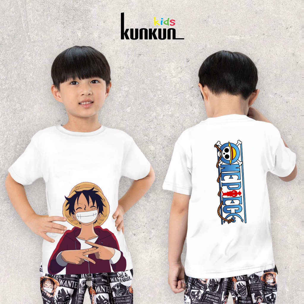 Áo bé trai cotton in 3D hình Luffy Kunkun Kid ACT0005 (Quần mua riêng)