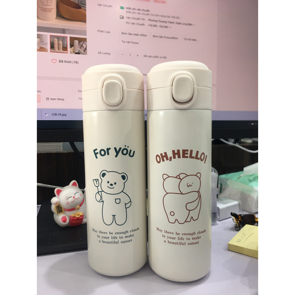 [1/6 GIẢM MẠNH] Bình giữ nhiệt inox gấu cute giữ nóng lạnh siêu tốt mang đi làm đi học tiện lợi - Bình giữ nhiệtMẠNH | BigBuy360 - bigbuy360.vn