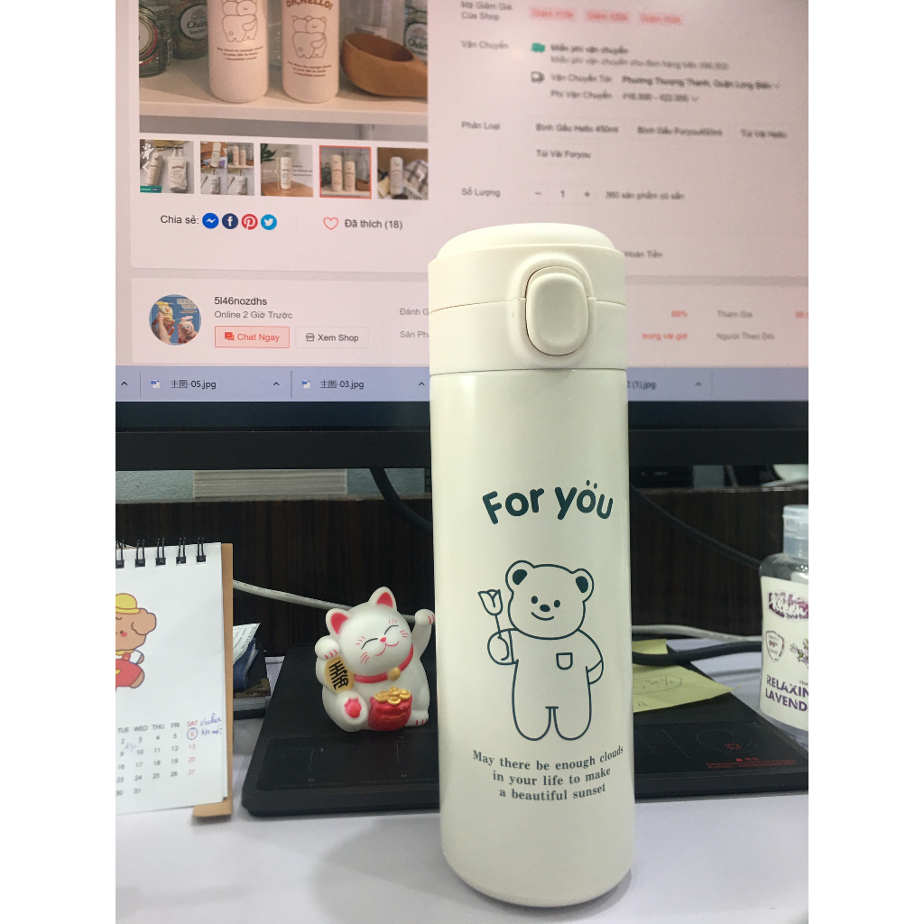 [1/6 GIẢM MẠNH] Bình giữ nhiệt inox gấu cute giữ nóng lạnh siêu tốt mang đi làm đi học tiện lợi - Bình giữ nhiệtMẠNH | BigBuy360 - bigbuy360.vn