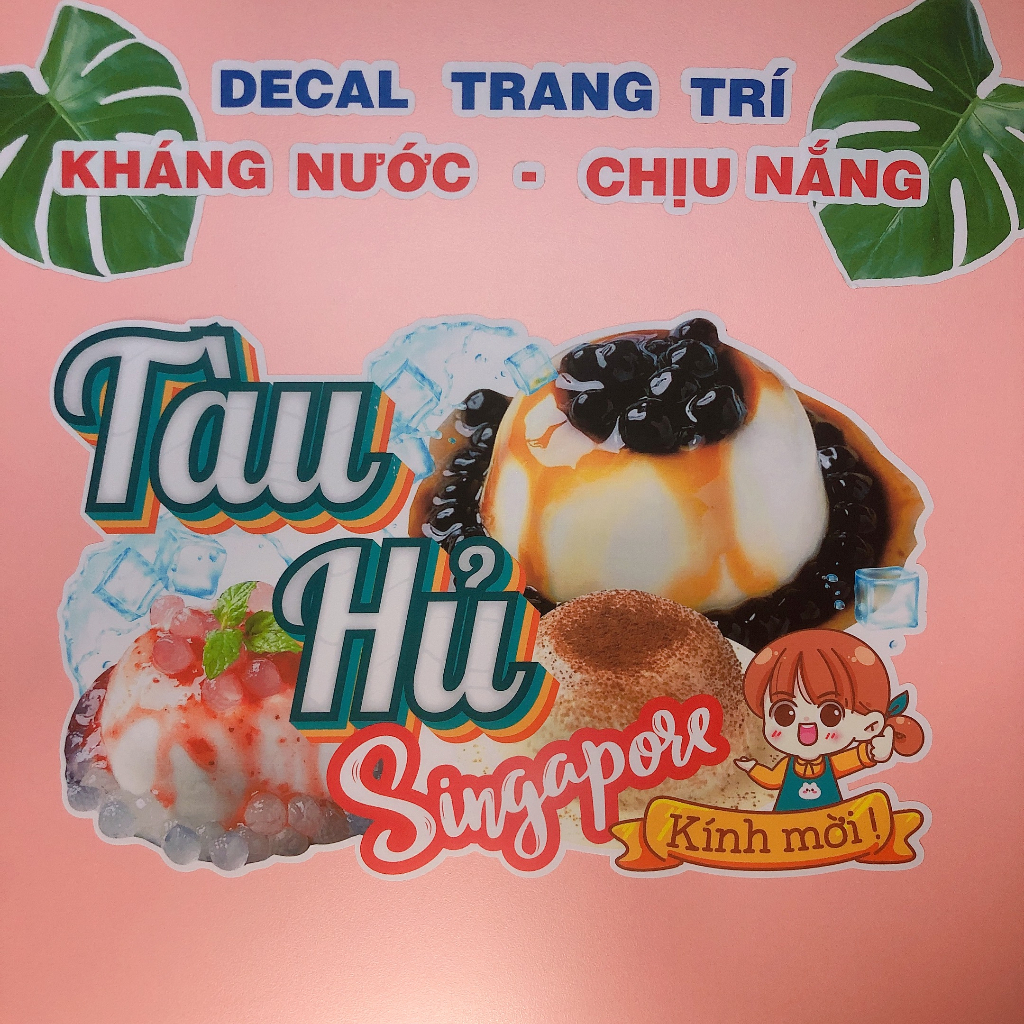 Decal Trang Trí Quán TÀU HỦ Loại 1 ✨ Hình Dán Decor Quán Chè, Trà Sữa, Sinh Tố - Sticker Kháng Nước, Chịu Nắng, Cắt Sẵn.