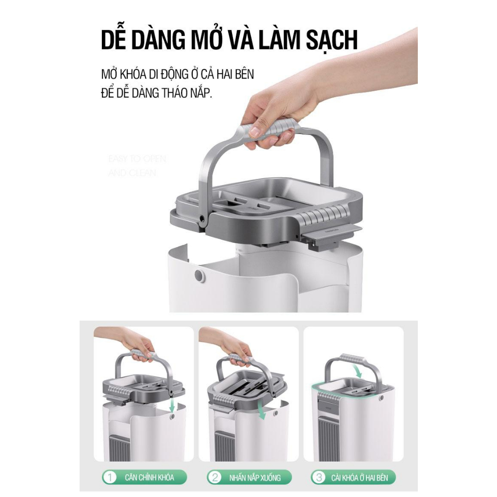 Bộ Cây Lau Nhà Chổi Lau Nhà Tự Vắt 360 Độ Chính Hãng Cao Cấp Tặng Kèm 2 Bông Lau