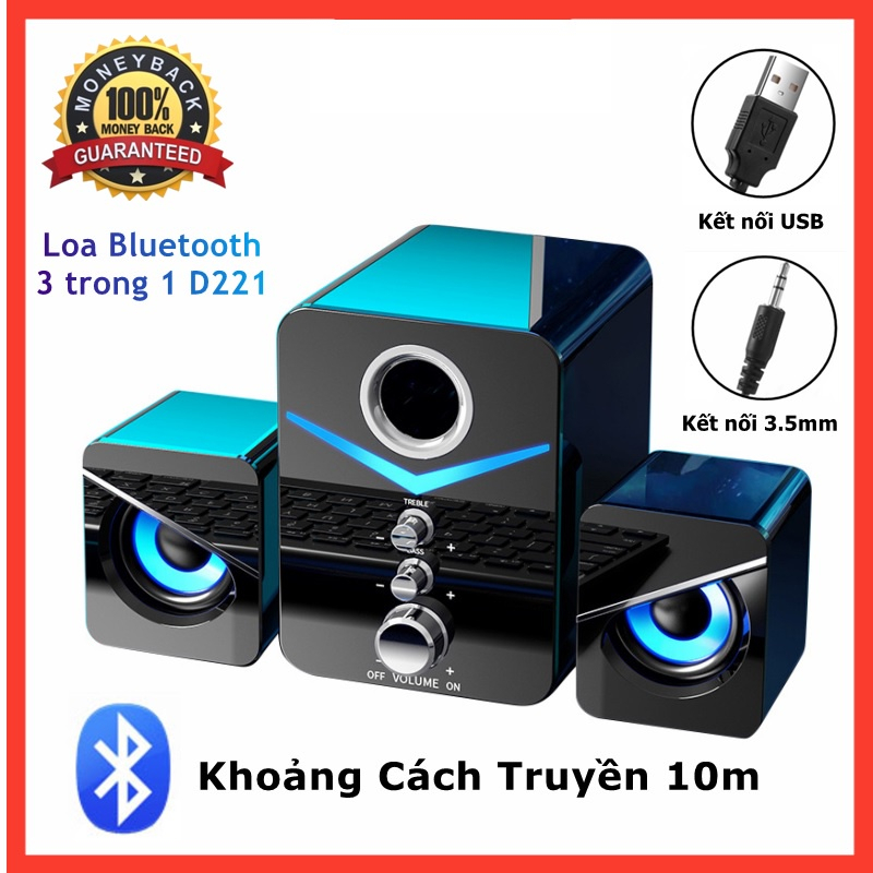 Loa vi tính để bàn MC D221 SUPER BASS cực đã, có LED, dòng loa máy tính cao cấp cho laptop, pc, điện thoại