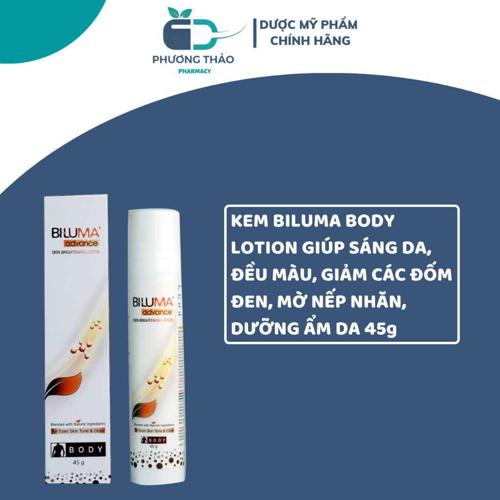 Kem Biluma Body Lotion giúp sáng da, đều màu, giảm các đốm đen, dưỡng ẩm toàn thân 45g - Phương Thảo Pharmacy