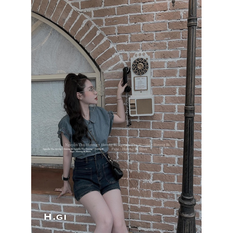 Áo Sơmi Bò Cổ Sen Tay Bo Hương Bi