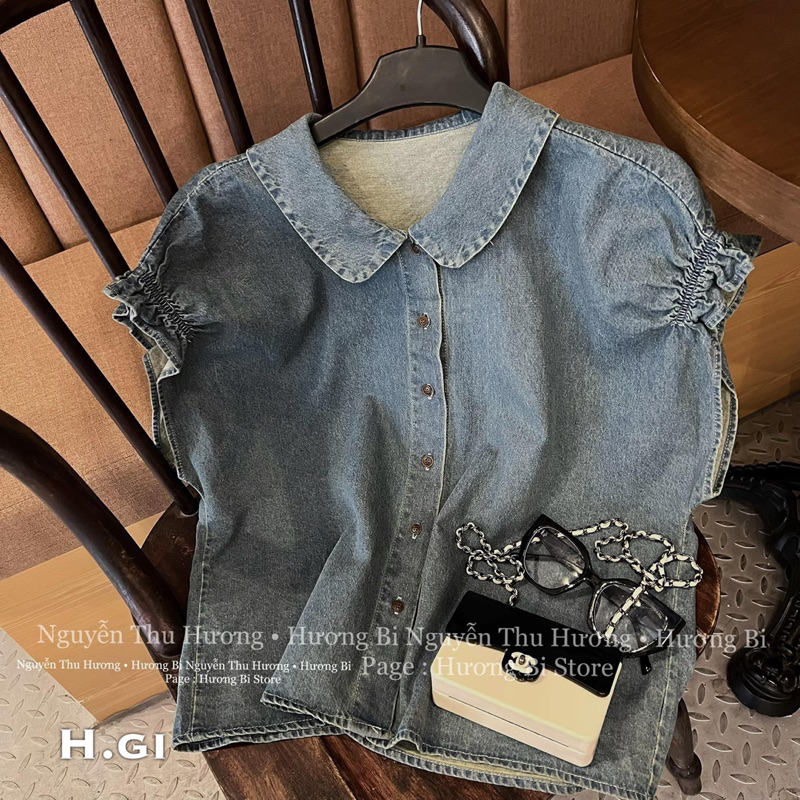 Áo Sơmi Bò Cổ Sen Tay Bo Hương Bi