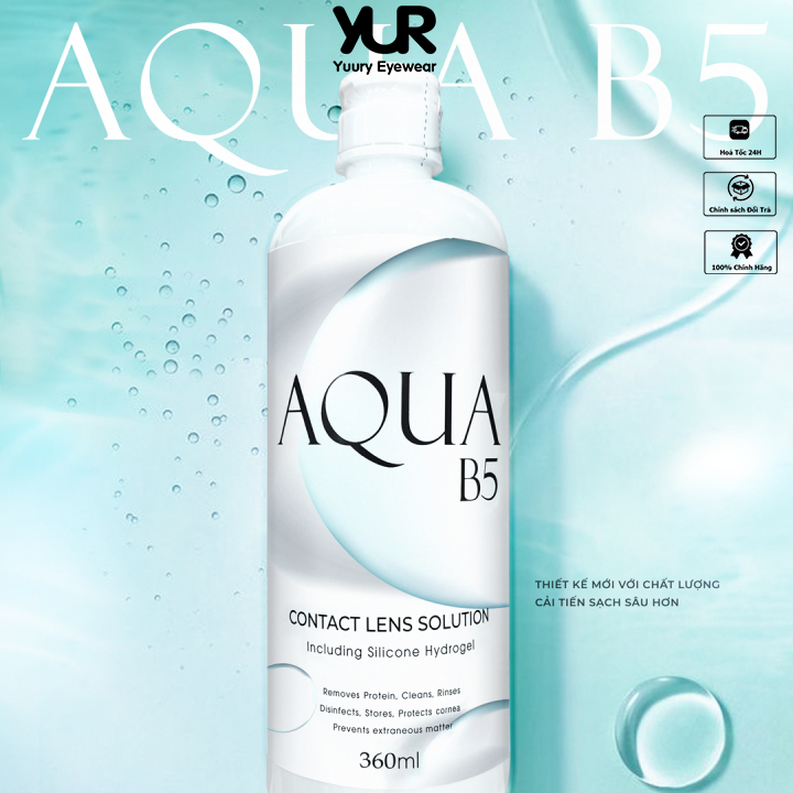 Nước ngâm Aqua B5 360ml Dành cho kính áp tròng êm dịu nhẹ bảo vệ kính áp tròng