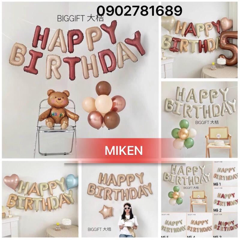 Bóng lì chữ Happy Birthday trang trí sinh nhật, phụ kiện bóng sinh nhật