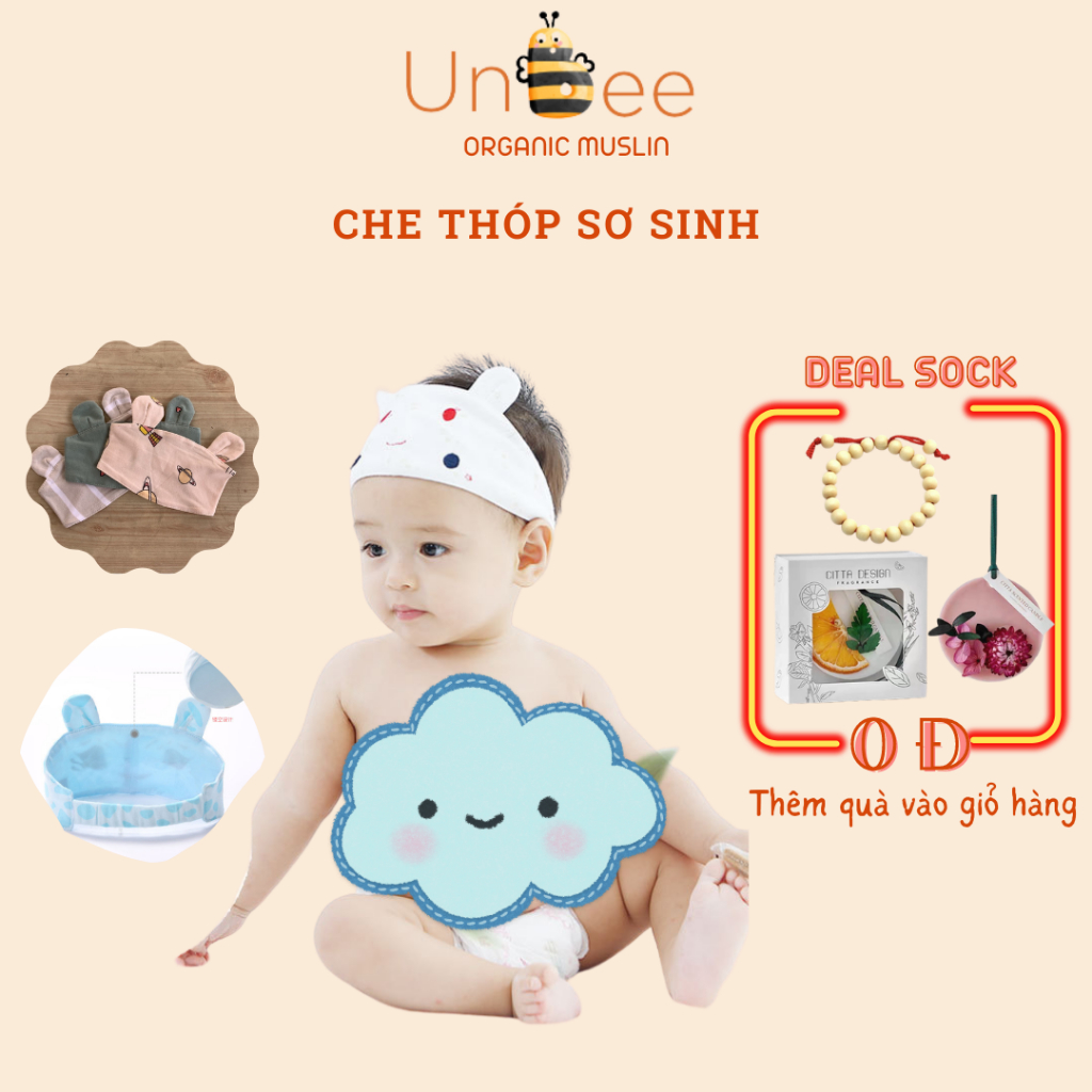 Che thóp cho bé sơ sinh Unbee chất Petit mẫu hình tai thỏ mềm mại hàng loại đẹp có trun giữ