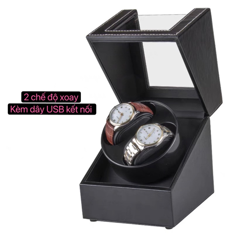 Hộp Xoay Đồng Hồ Cơ 2 Chiếc Bọc Da PU Cao Cấp Kiểu Dáng Sang Trọng