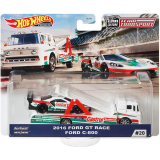 Xe Hot Wheels Premium set Transport Ford GT Race và tải