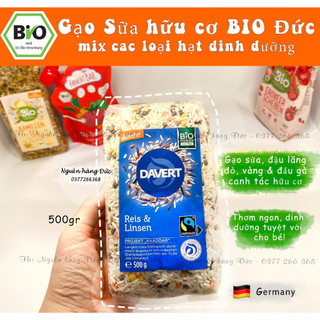 Gạo sữa hữu cơ mix các hạt siêu dinh dưỡng đậu lăng xanh, vàng và đỏ Davert DmBio ăn dặm cho bé - Nguồn hàng Đức