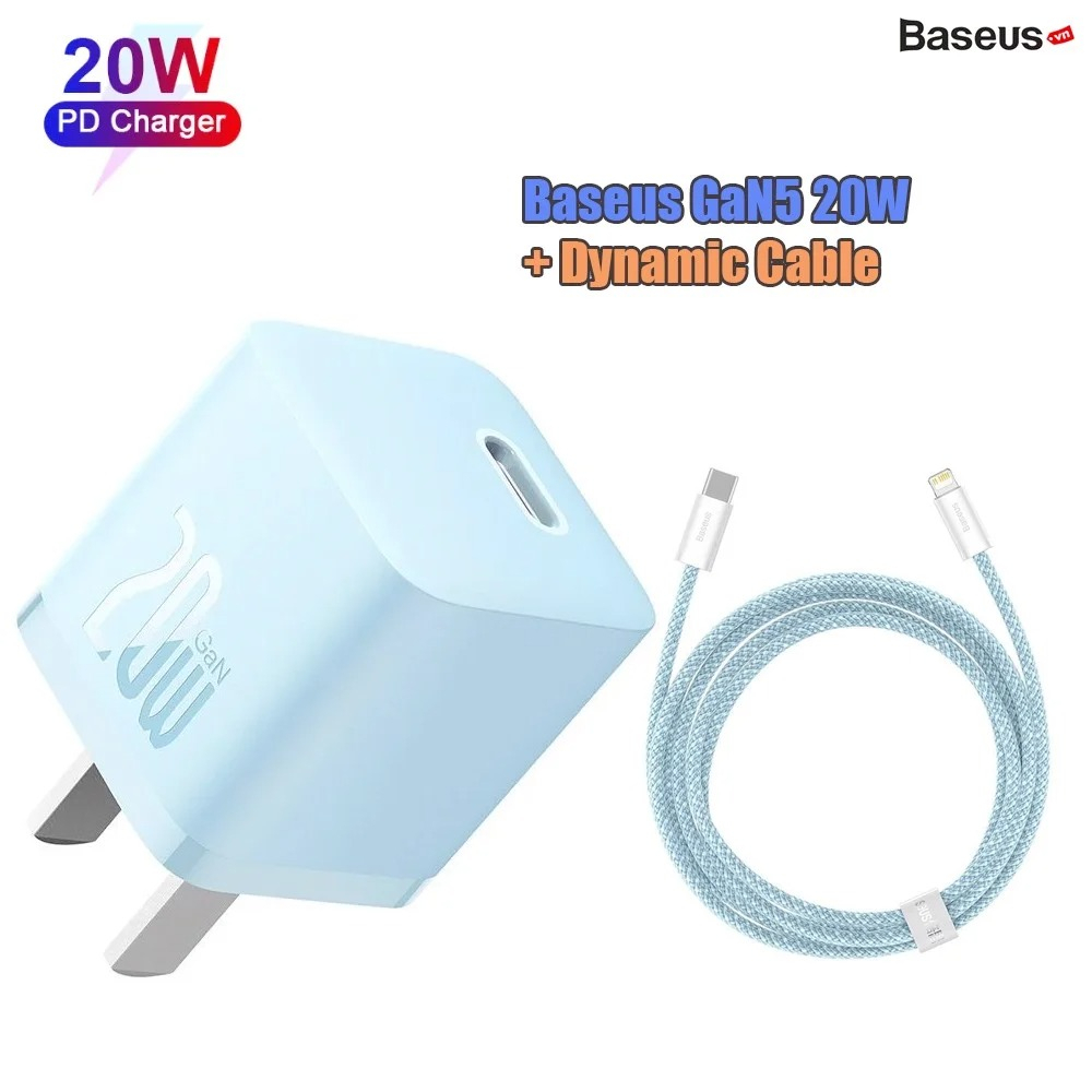 Bộ Sạc Nhanh 20W  Baseus GaN5 Dynamic Fast Charger 1C cho iPhone/Samsung