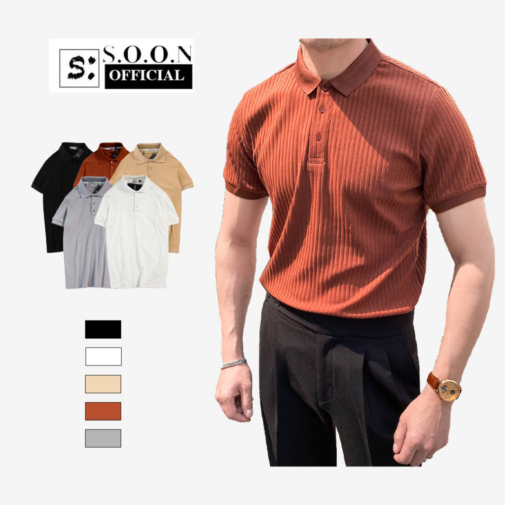 Áo Polo nam basic SOON, chất liệu thun gân co giãn 5 màu cơ bản LS01